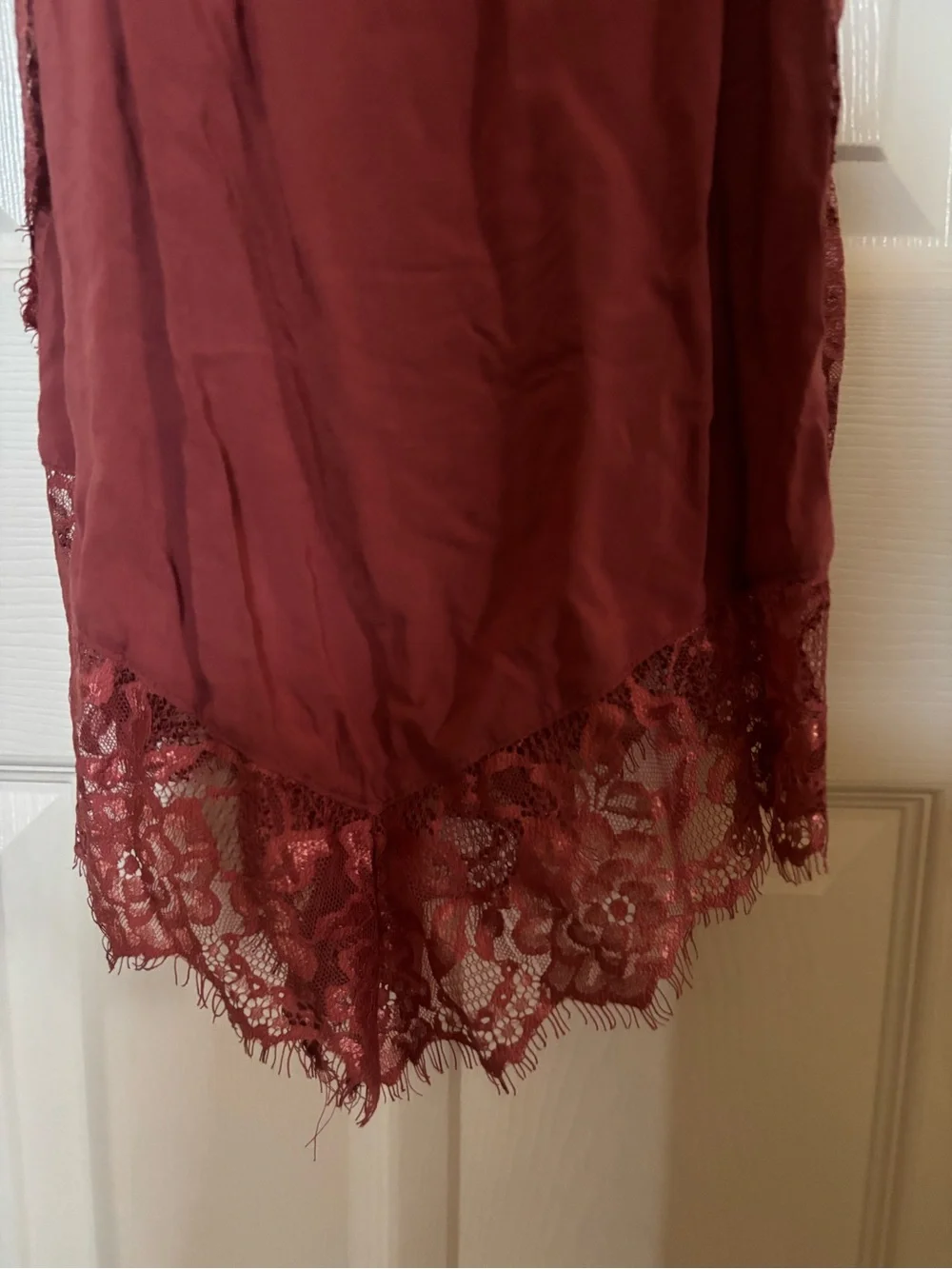 Free People Strapless Lace-Trim Slip Dress in Rust